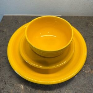 NEW Fiesta Daffodil Yellow Ceramic Bistro Set - 3 Piece.